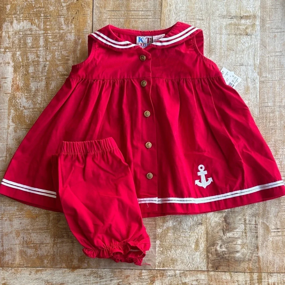 Vintage NWT Red Nautical Kids Set 24m